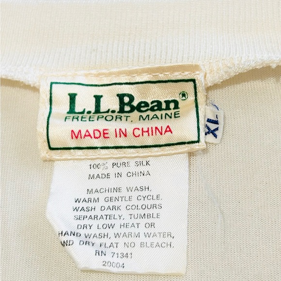 L.L. Bean Vintage Cream 100% Silk Pullover Crewneck Top Womens XL Stretchy READ - Picture 2 of 7